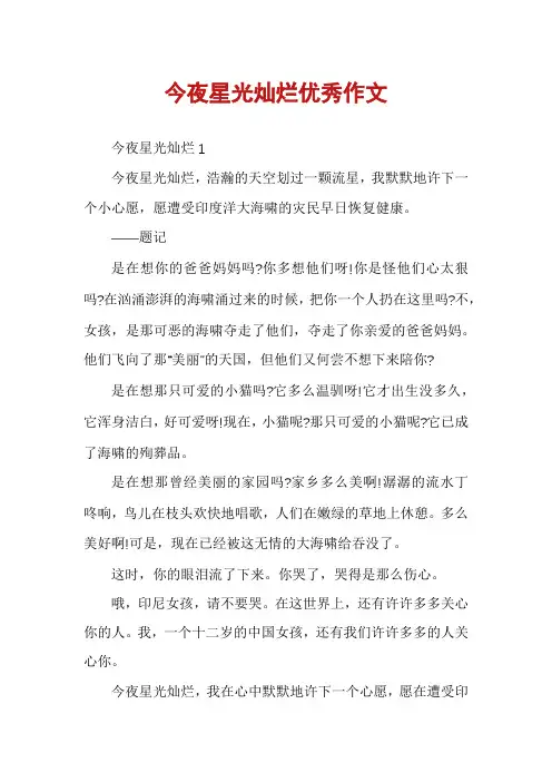 今夜星光灿烂优秀作文