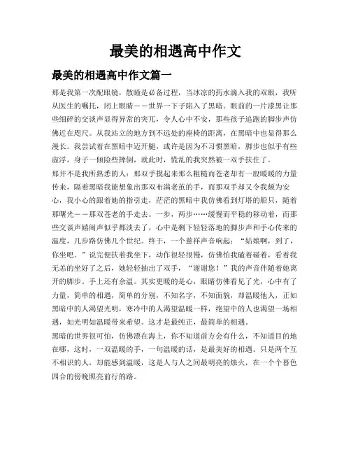 最美的相遇高中作文
