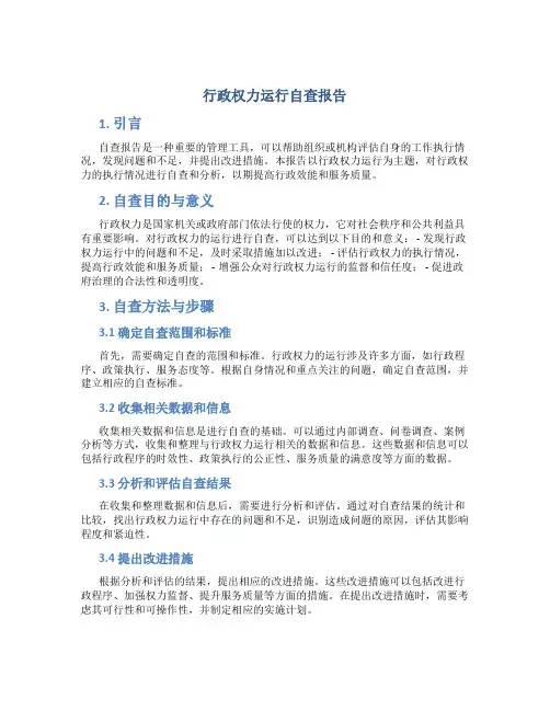 行政权力运行自查报告
