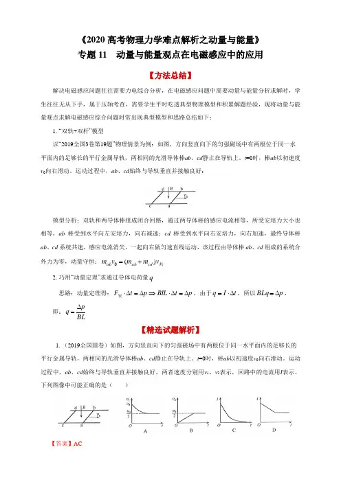 专题11 动量与能量观点在电磁感应中的应用(解析版)