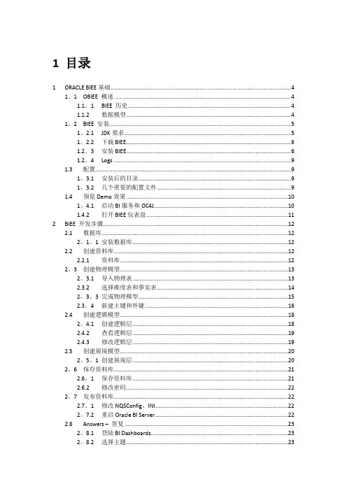 BIEE10G入门操作流程文档【范本模板】