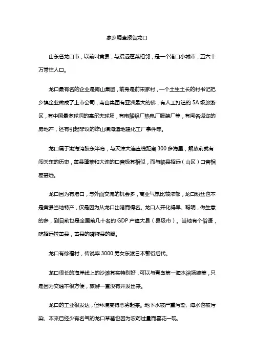家乡调查报告龙口