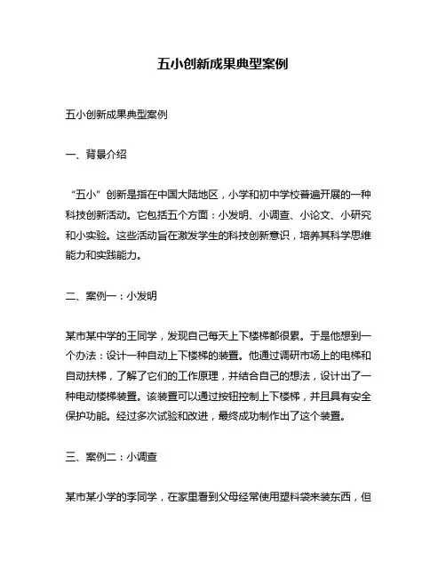 五小创新成果典型案例