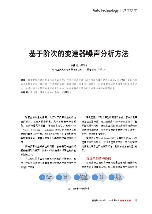 基于阶次的变速器噪声分析方法