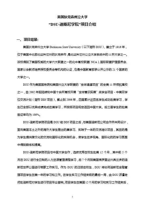 DSU-迪斯尼学院项目介绍