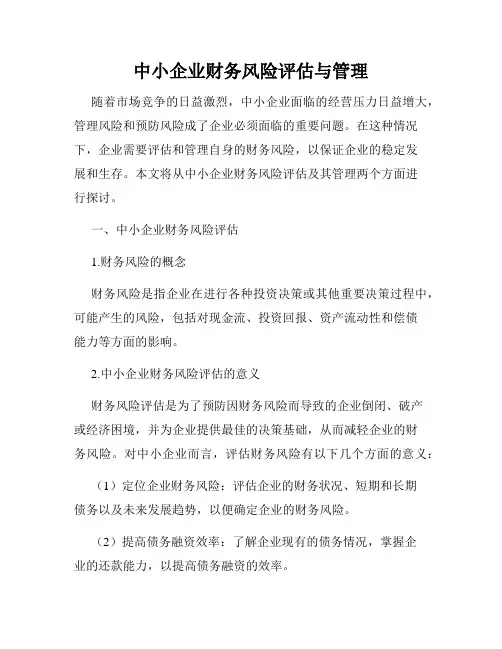 中小企业财务风险评估与管理