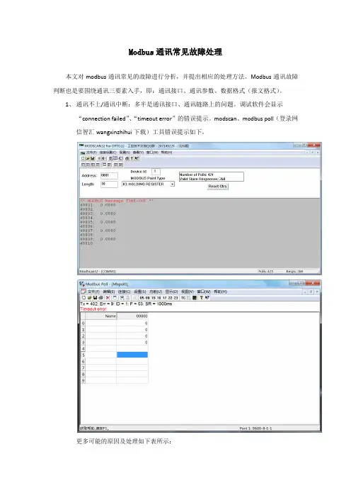 通讯协议002——Modbus通讯常见故障处理
