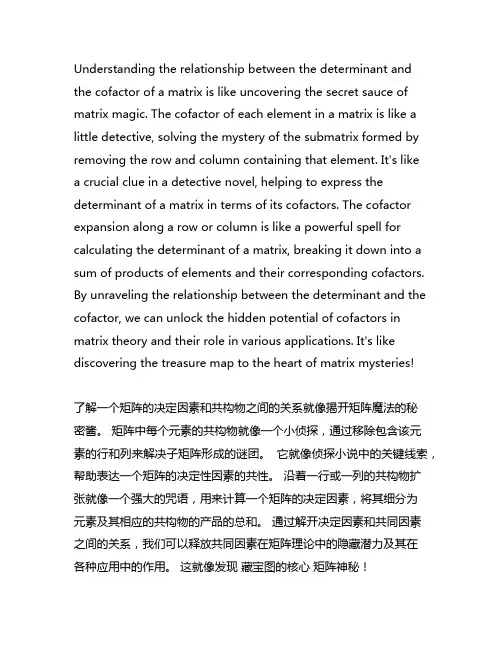 行列式的余子式和代数余子式的关系