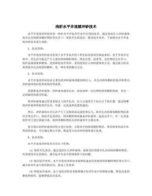 浅析水平井连续冲砂技术