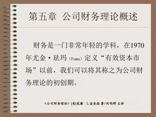 第5章公司金融主要理论概述-文档资料