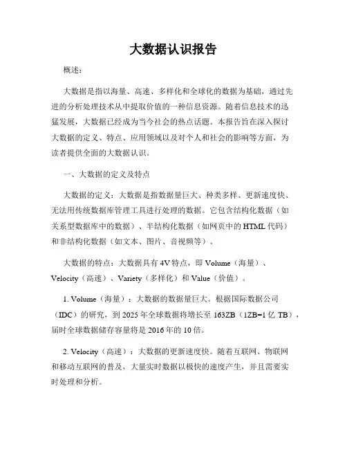大数据认识报告