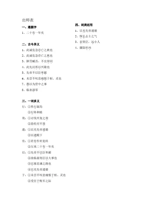 出师表练习