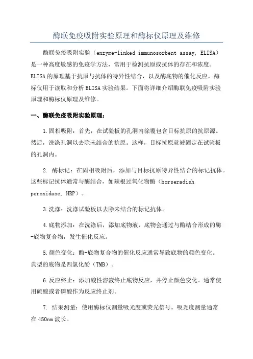 酶联免疫吸附实验原理和酶标仪原理及维修