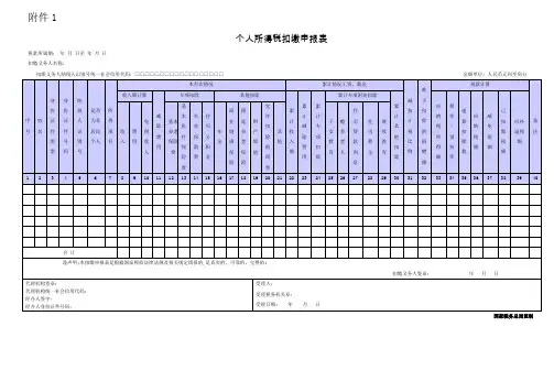 个人所得税扣缴申报表及填表说明