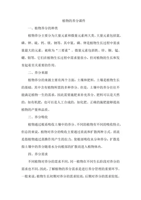 植物的养分课件