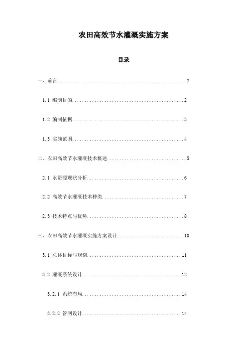 农田高效节水灌溉实施方案