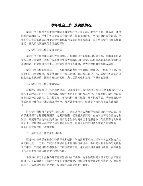 学年社会工作 及实践情况
