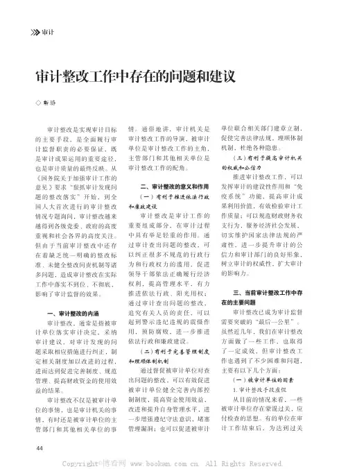审计整改工作中存在的问题和建议