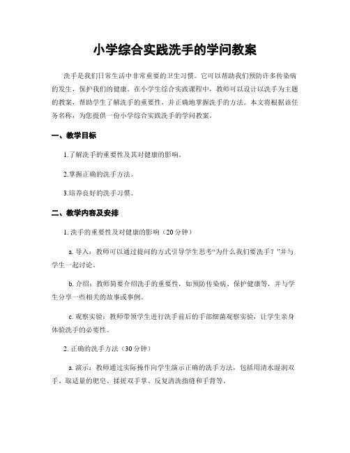 小学综合实践洗手的学问教案