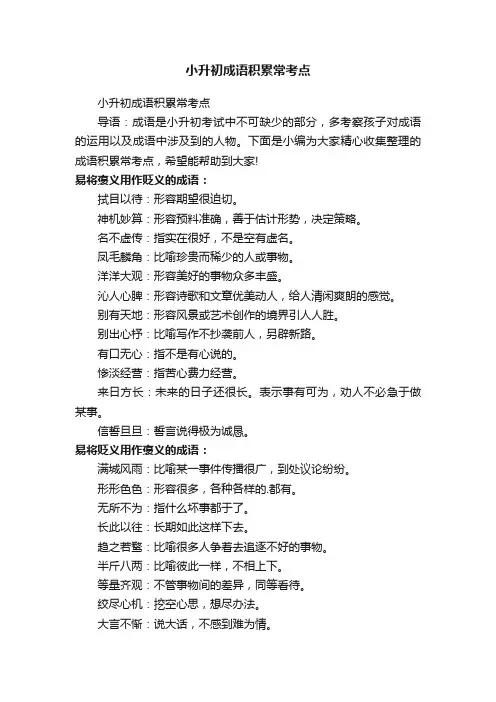 小升初成语积累常考点