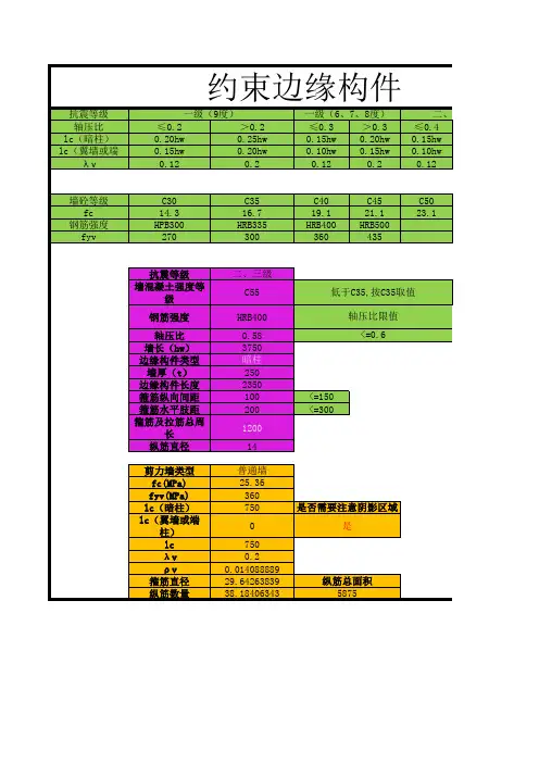 边缘构件(构造配筋)计算表
