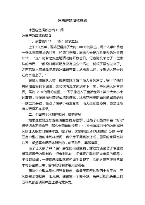 冰雪应急演练总结15篇