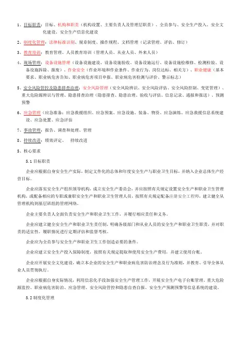安全生产标准化八大要素