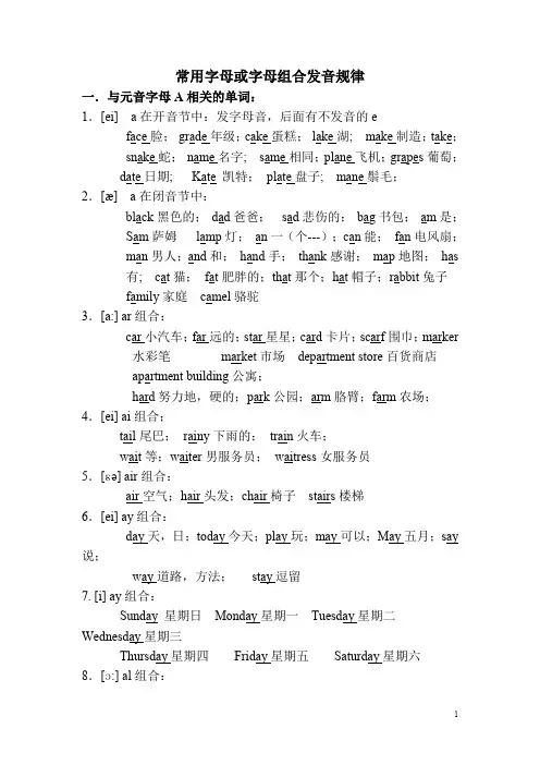常用字母或字母组合发音规律