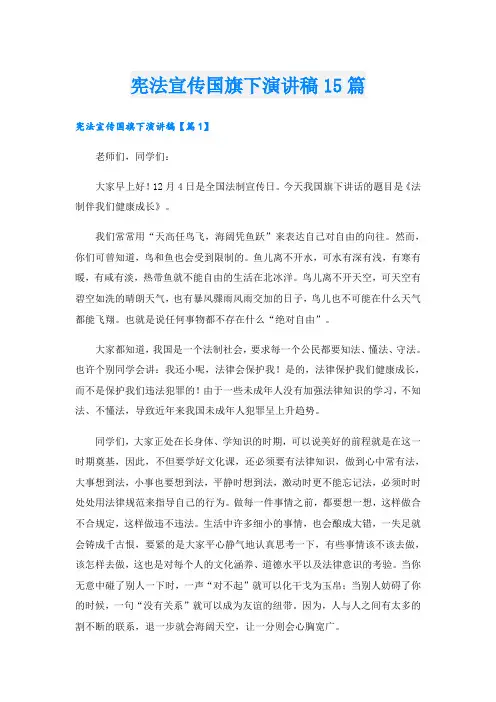 宪法宣传国旗下演讲稿15篇