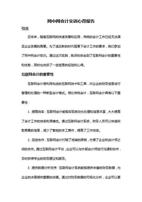 网中网会计实训心得报告