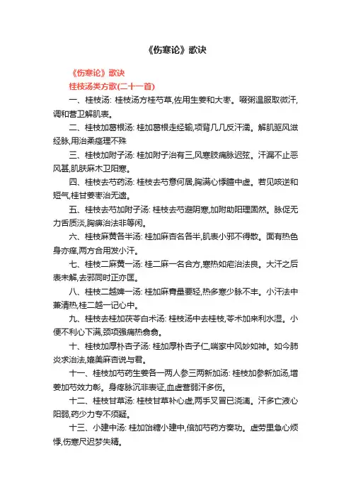 《伤寒论》歌诀