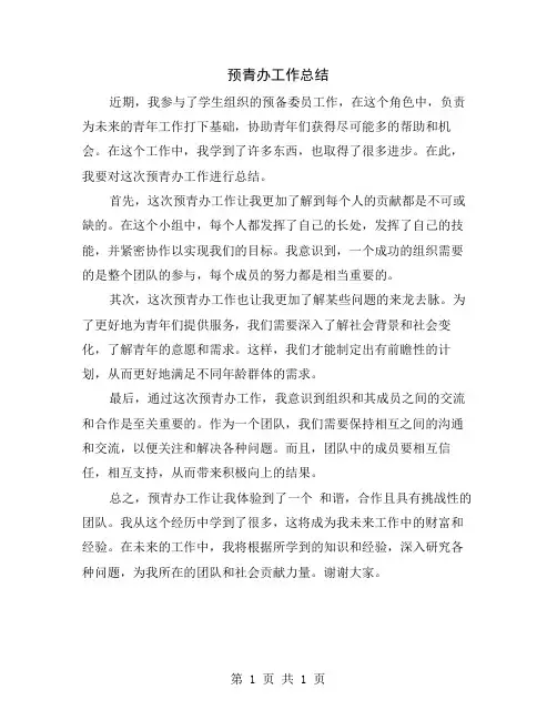 预青办工作总结