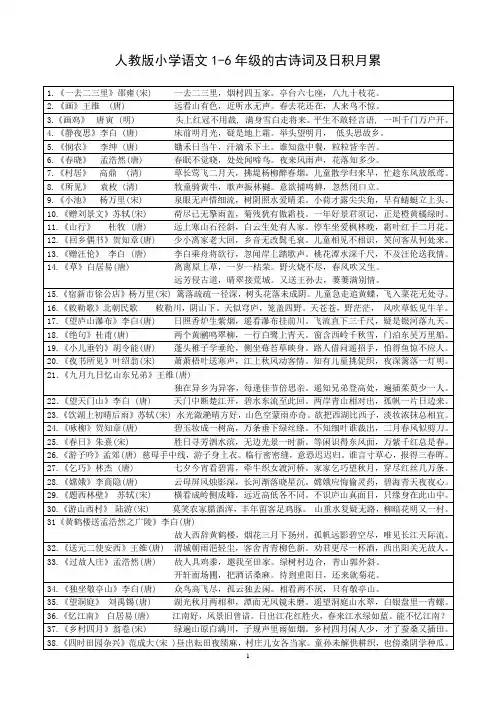 人教版小学语文教材中的古诗词(大全)