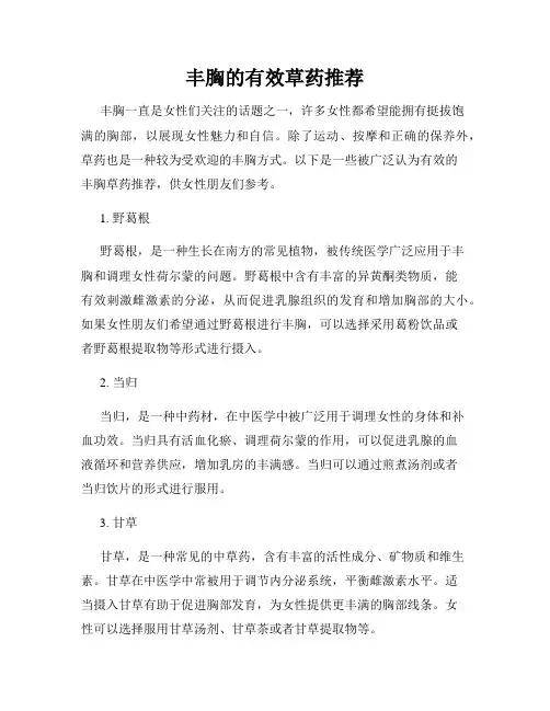 丰胸的有效草药推荐