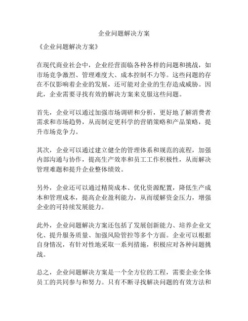 企业问题解决方案