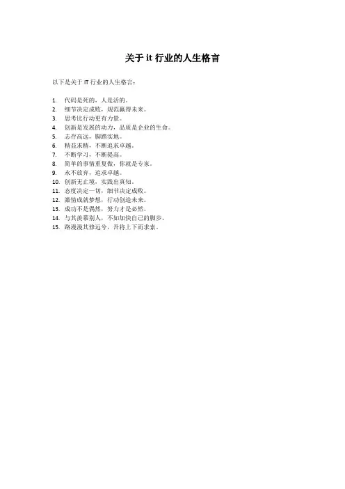 关于it行业的人生格言