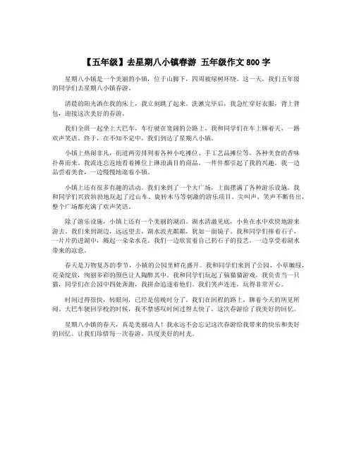 【五年级】去星期八小镇春游 五年级作文800字