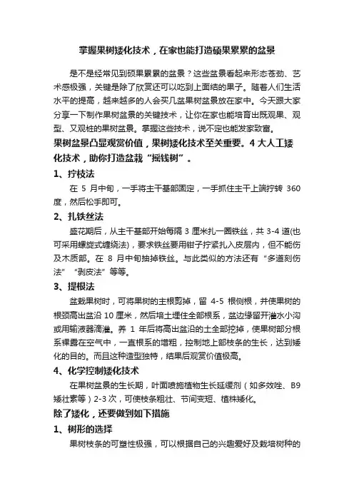 掌握果树矮化技术，在家也能打造硕果累累的盆景