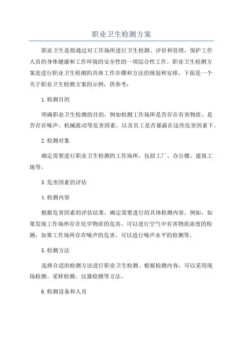职业卫生检测方案