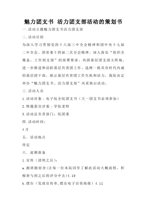 魅力团支书活力团支部活动的策划书