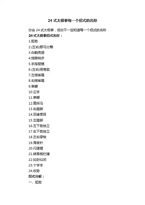24式太极拳每一个招式的名称