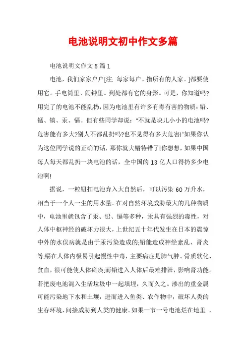 电池说明文初中作文多篇