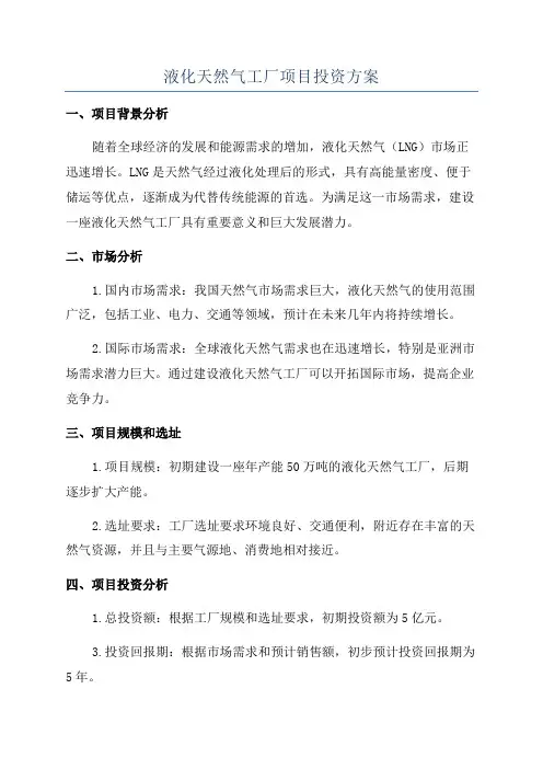 液化天然气工厂项目投资方案
