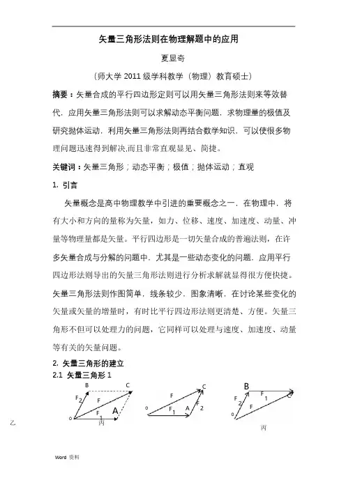 夏显奇矢量三角形法则在物理解题中的应用