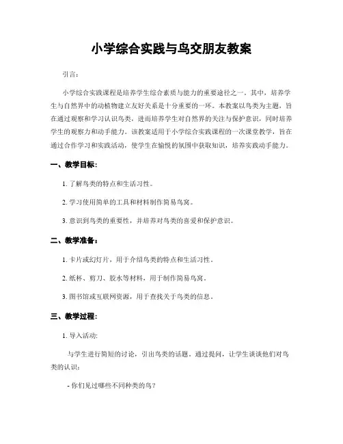 小学综合实践与鸟交朋友教案