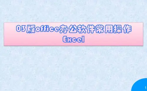 03版办公软件常用操作(excel)