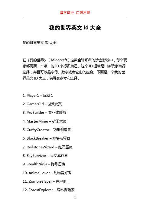 我的世界英文id大全