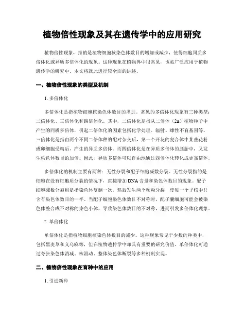 植物倍性现象及其在遗传学中的应用研究