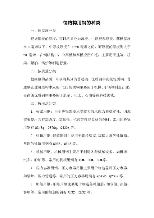 钢结构用钢的种类