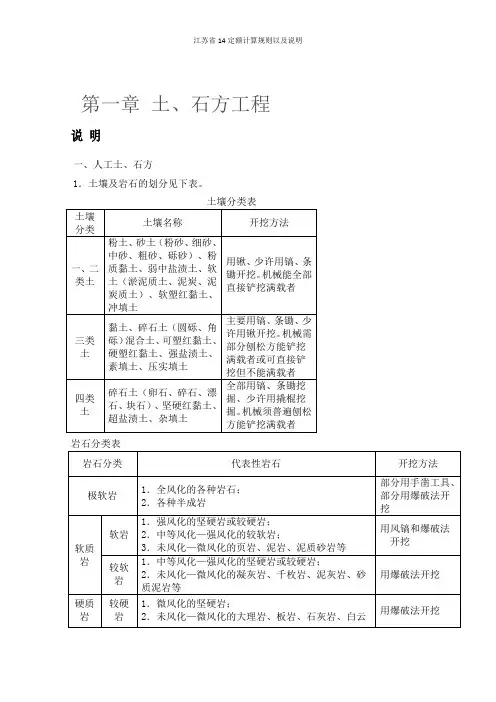 江苏省14定额计算规则以及说明